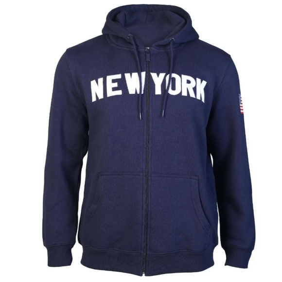 New York zip up fleece hoodie navy blue, new, embroidered letters, XL, NICE! - Picture 2 of 7